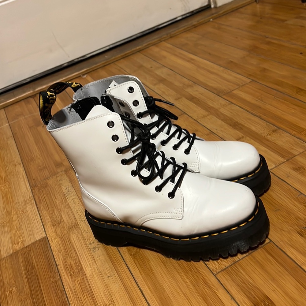 White Jaden 8 platforms doc martens